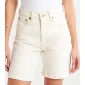 Abercrombie Fitch 7” Dad Shorts Curve Love High Rise Cream Denim Women’s 16 (33)
